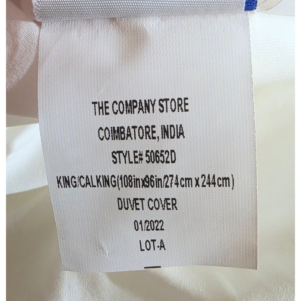 The Company Store White Cotton Percale King Cal King Duvet Cover 50652D - Picture 5 of 7